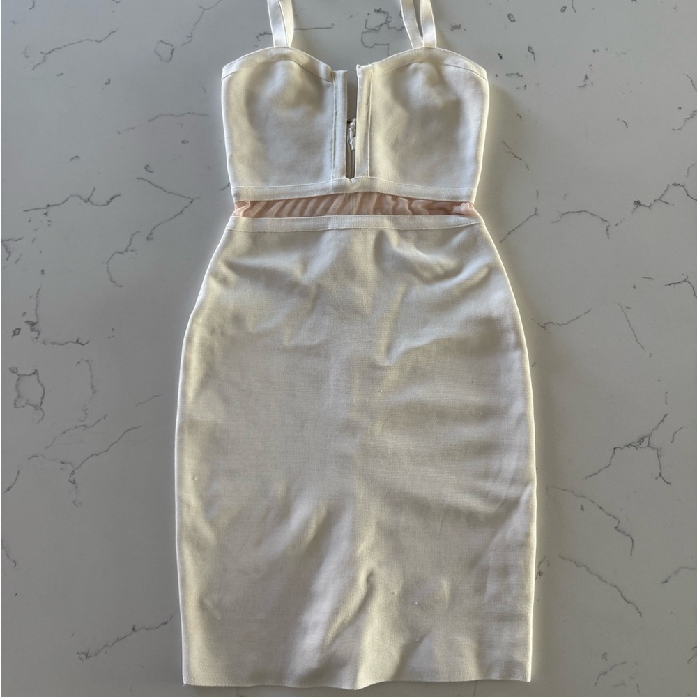 Elegant Cream bandage bodycon Dress